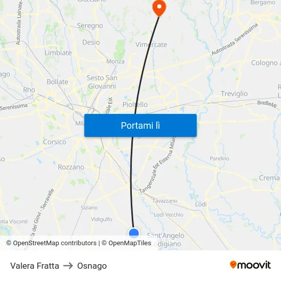 Valera Fratta to Osnago map