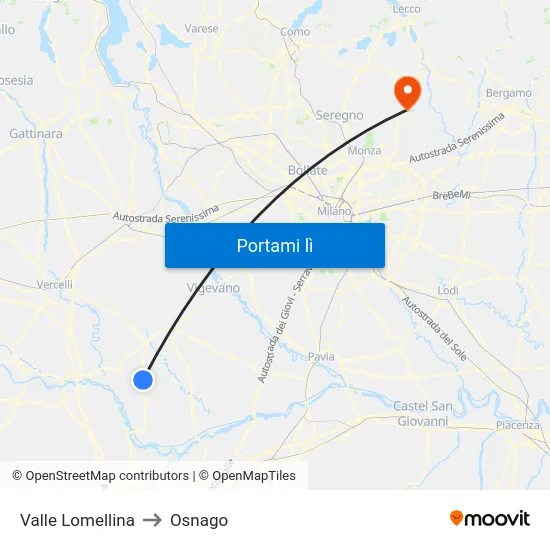 Valle Lomellina to Osnago map
