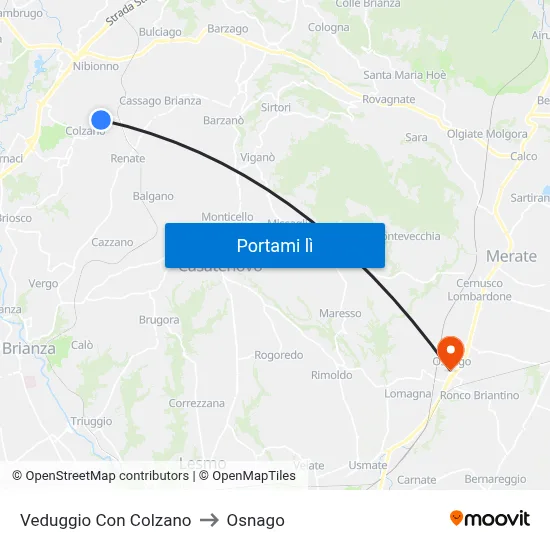 Veduggio Con Colzano to Osnago map