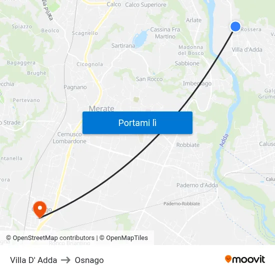 Villa D' Adda to Osnago map