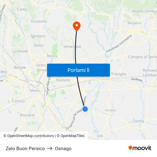 Zelo Buon Persico to Osnago map