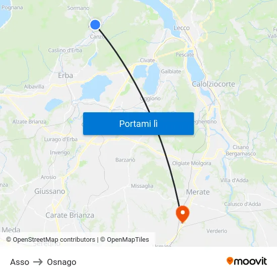 Asso to Osnago map
