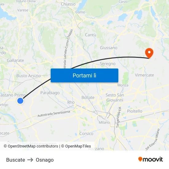 Buscate to Osnago map