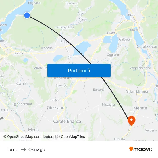 Torno to Osnago map