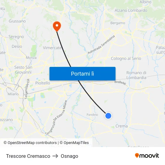 Trescore Cremasco to Osnago map