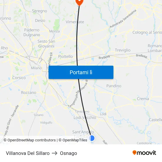 Villanova Del Sillaro to Osnago map