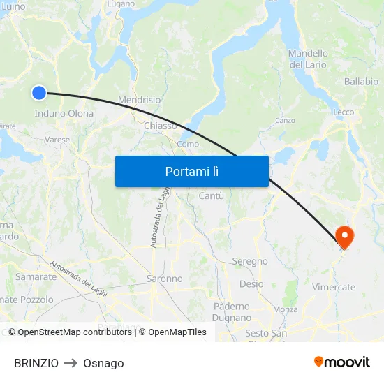 BRINZIO to Osnago map
