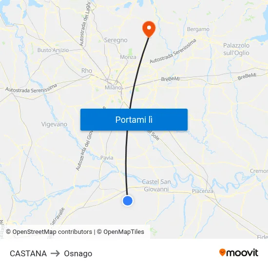 CASTANA to Osnago map