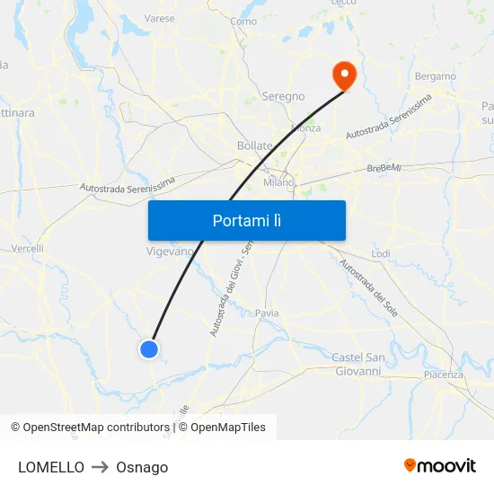 LOMELLO to Osnago map
