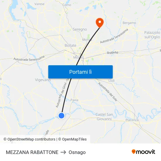 MEZZANA RABATTONE to Osnago map