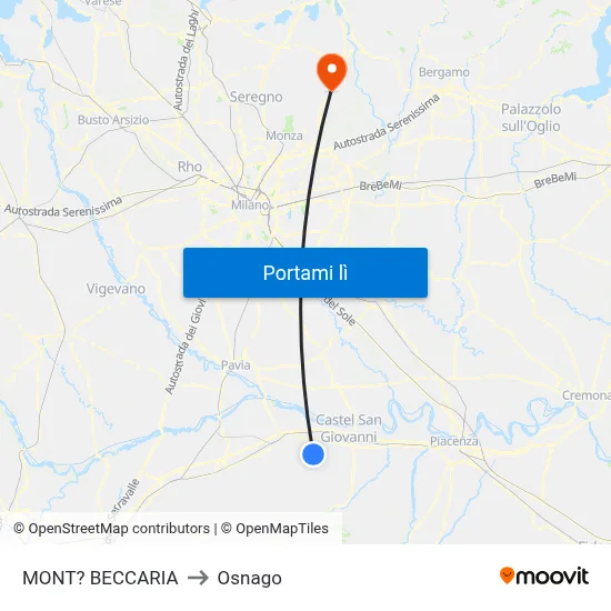 MONT? BECCARIA to Osnago map
