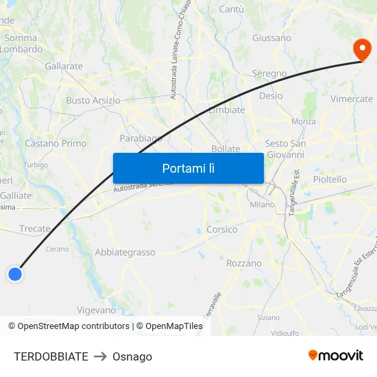 TERDOBBIATE to Osnago map