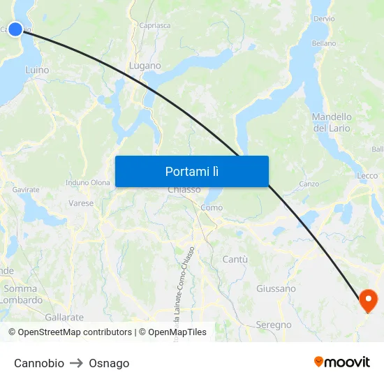 Cannobio to Osnago map