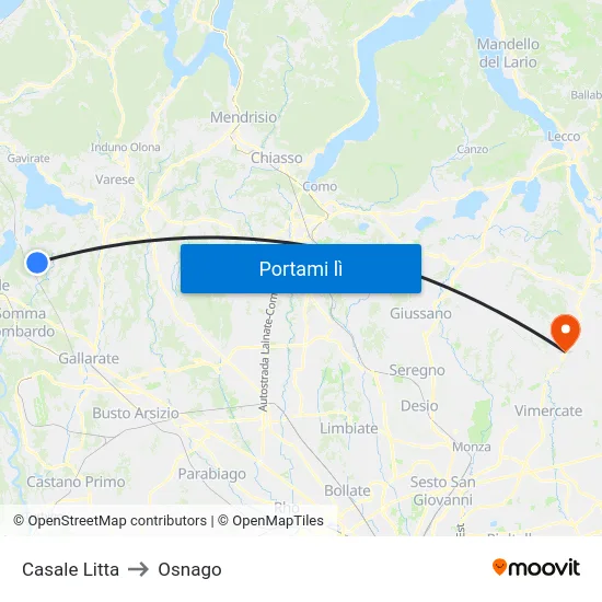 Casale Litta to Osnago map