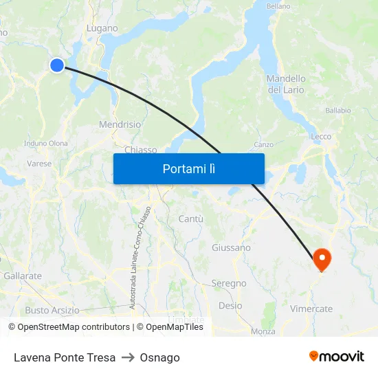 Lavena Ponte Tresa to Osnago map