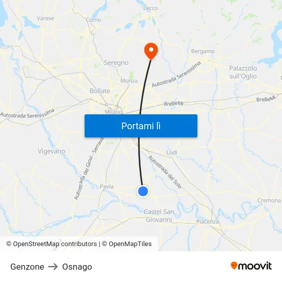 Genzone to Osnago map