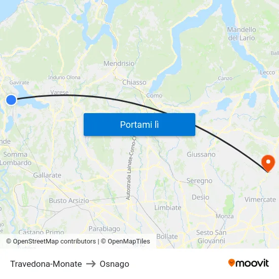 Travedona-Monate to Osnago map