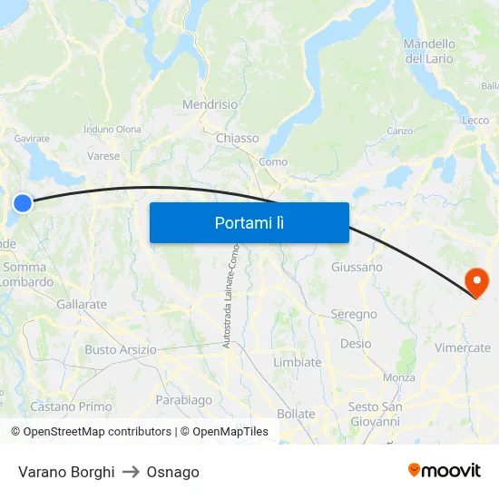 Varano Borghi to Osnago map