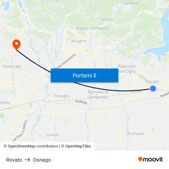 Rovato to Osnago map