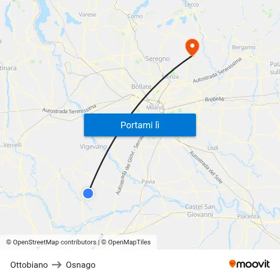 Ottobiano to Osnago map