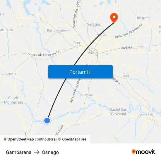 Gambarana to Osnago map