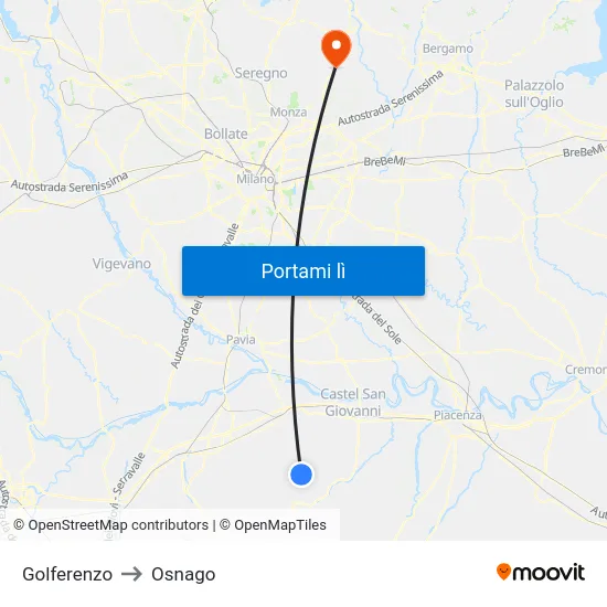 Golferenzo to Osnago map