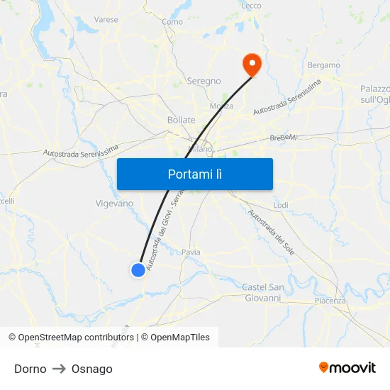 Dorno to Osnago map
