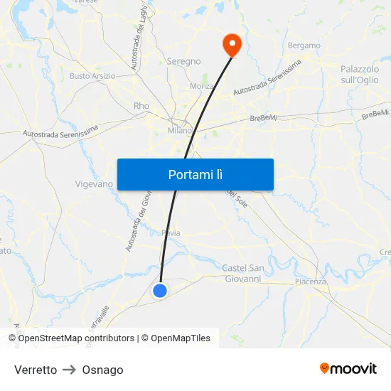 Verretto to Osnago map