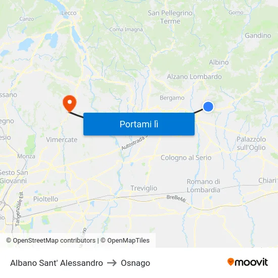 Albano Sant' Alessandro to Osnago map