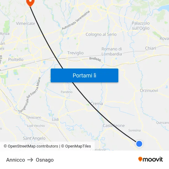 Annicco to Osnago map