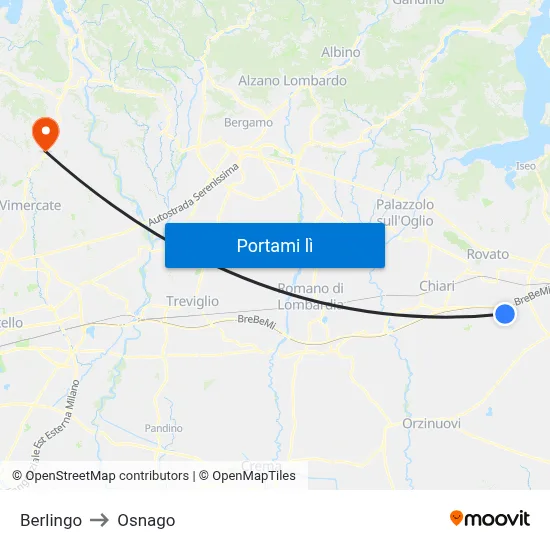 Berlingo to Osnago map