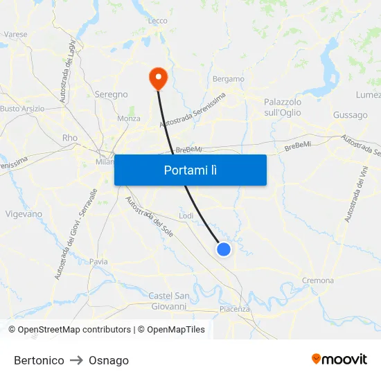 Bertonico to Osnago map