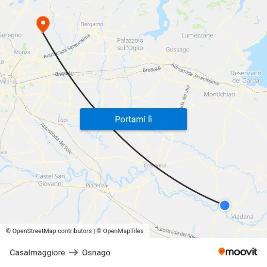 Casalmaggiore to Osnago map