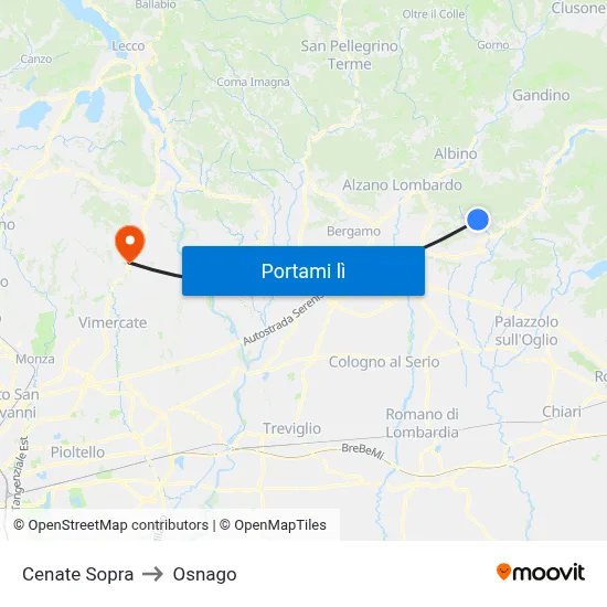 Cenate Sopra to Osnago map
