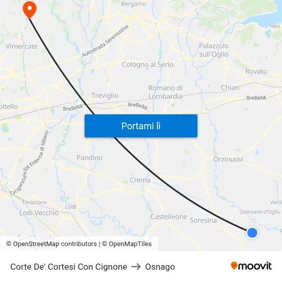 Corte De' Cortesi Con Cignone to Osnago map