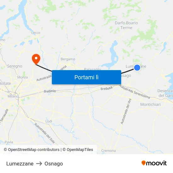 Lumezzane to Osnago map