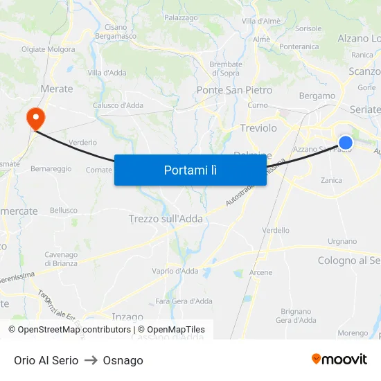 Orio Al Serio to Osnago map