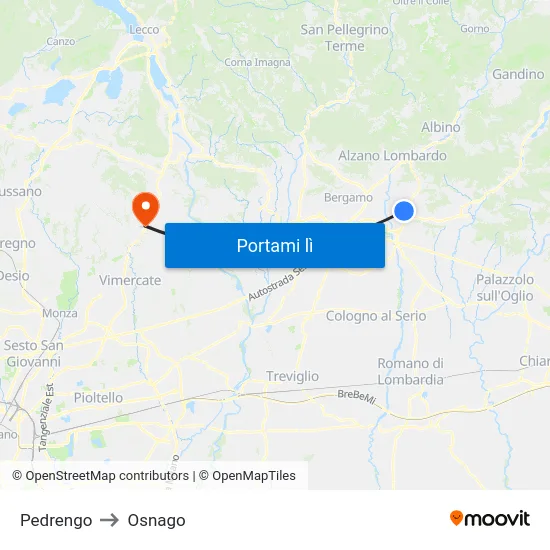 Pedrengo to Osnago map