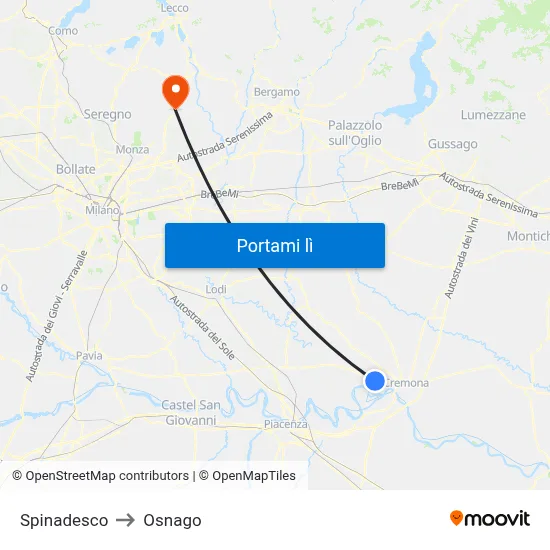 Spinadesco to Osnago map