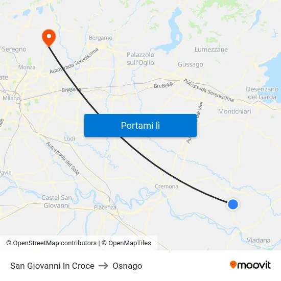 San Giovanni In Croce to Osnago map