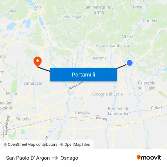 San Paolo D' Argon to Osnago map