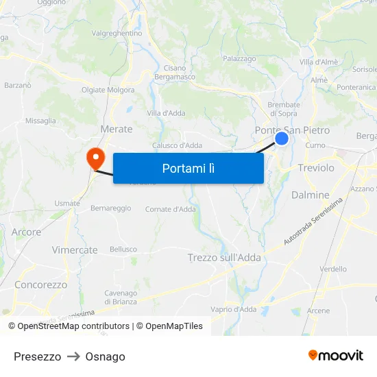 Presezzo to Osnago map