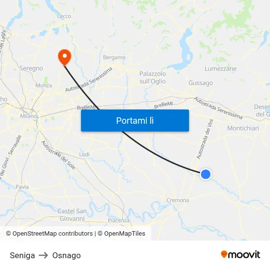 Seniga to Osnago map