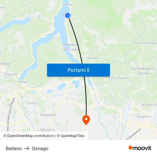 Bellano to Osnago map