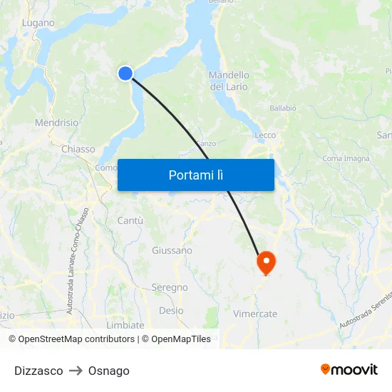 Dizzasco to Osnago map