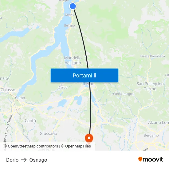 Dorio to Osnago map