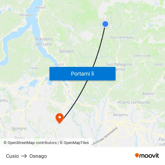 Cusio to Osnago map