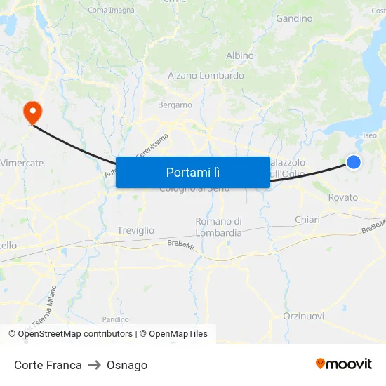 Corte Franca to Osnago map