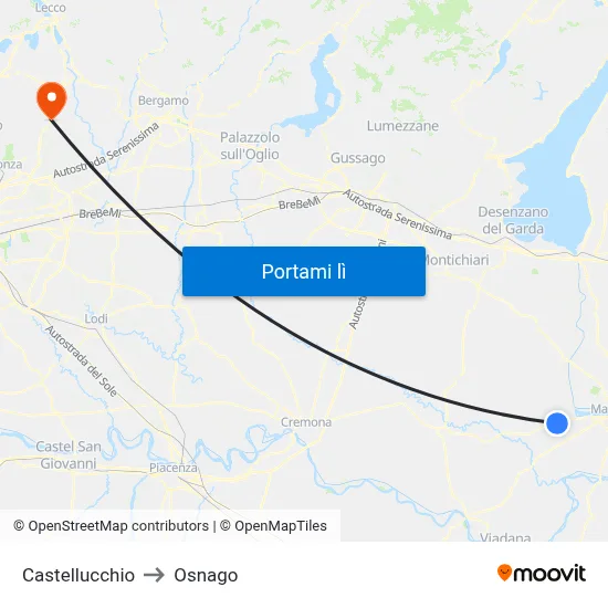 Castellucchio to Osnago map
