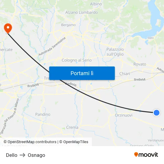 Dello to Osnago map